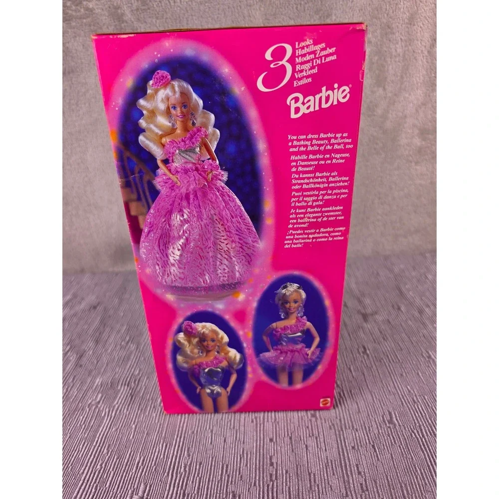 Vintage 1994 Mattel 3 Looks Barbie Doll Pink Silver Gown Ballerina 12339 NIB